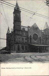 Louisville Kentucky KY Union Railroad Train Station Depot c1910 Vintage Postcard