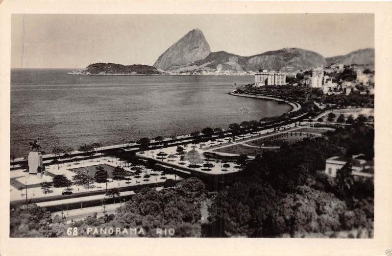 RIO DE JANEIRO BRAZIL PANORAMA BLACK & WHITE PHOTO POSTCARD c1950s