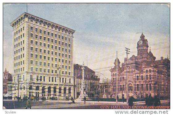 City Hall & Union Bank, Winnipeg, Manitoba, Canada, PU-1906