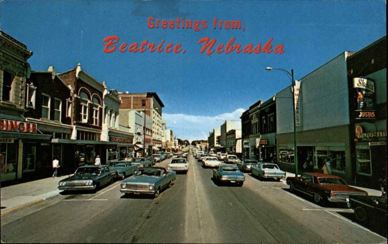 Beatrice Nebraska NE Classic 19600s Cars Street Scene Vintage