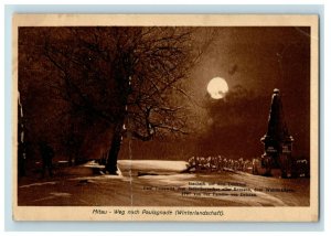 1914-18 WWI German Paul Petrowitz Monument Moon Christmas Winter Postcard P20