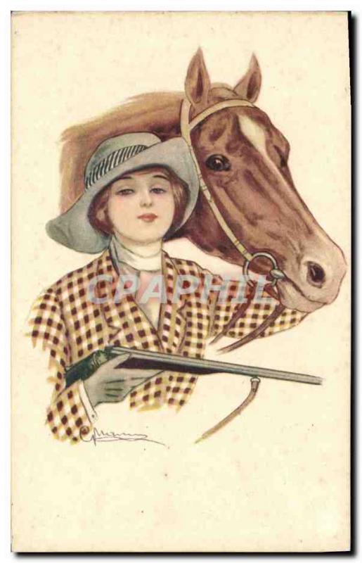 Vintage Postcard Horse Horsemanship Equestrian sports Woman