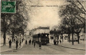 CPA AK JARNAC Place du Chateau TRAM VAPEUR (977481)