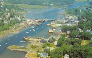 KENNEBUNKPORT, ME Maine   AERIAL VIEW OF HARBOR & TOWN  Homes~Boats  Postcard