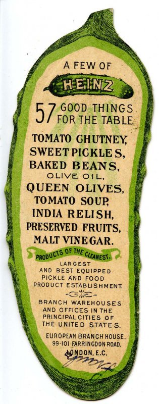 Advertising Trade Card - Heinz Pickle, Girl Eating Pickles    (5H X 1.75W D...