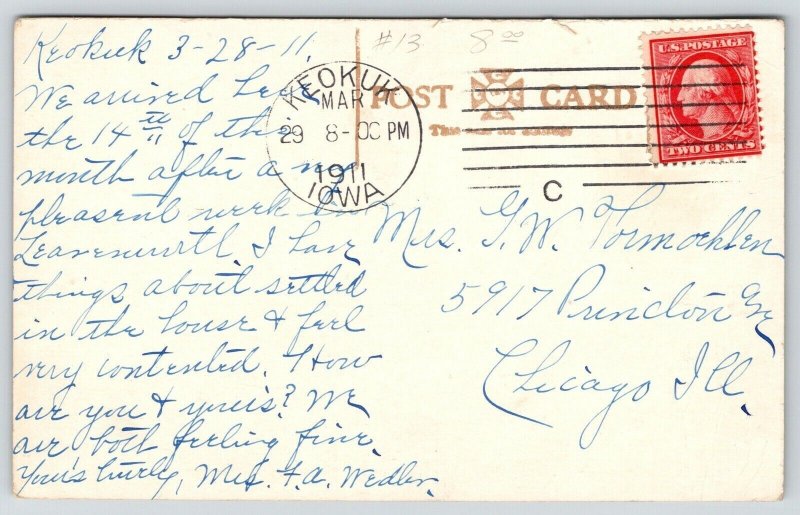 Keokuk IA~Main St~Pea Ridge TN General Samuel Curtis Statue~Hitching Post c1910