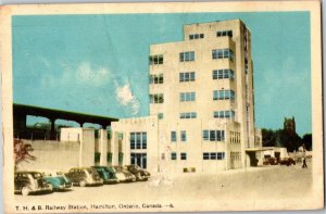 Postcard ON Hamilton Toronto Hamilton & Buffalo Railway Station 1940s K66