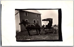 Horse-Drawn Carriage House Real Photo RPPC Postcard