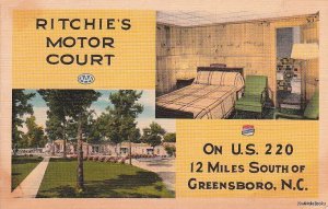 Postcard Ritchie's Motor Court Greensboro NC