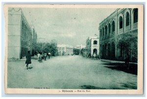 c1940's View of Rue Du Port Djibouti Africa Antique Posted Postcard