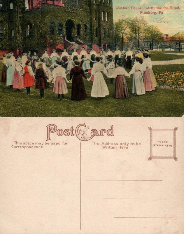 WESTERN PENNA INSTITUTION FOR BLIND PITTSBURG PA ANTIQUE POSTCARD