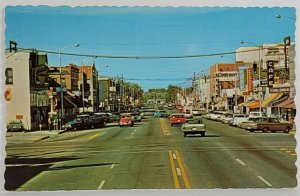 Greeley Colorado Downtown 8th Ave from 10th Cars VW Beetle Stores Postcard S4