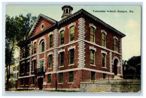 1914 Valentine School Building Bangor Maine ME Posted Antique RPO Postcard