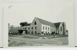 Maquoketa Iowa First Lutheran Church RPPC Real Photo Postcard J4