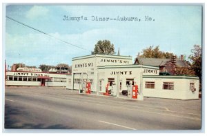 c1960 Jimmy's Gas Station Diner Firestone Tires Auburn Maine ME Vintage Postcard