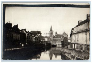 c1910 Canal in Amiens Somme Hauts-de-France France WW1 RPPC Photo Postcard