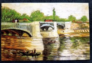 [AG] P696 Vincent Van Gogh Famous Painting Bridge Boat River (postcard) *New