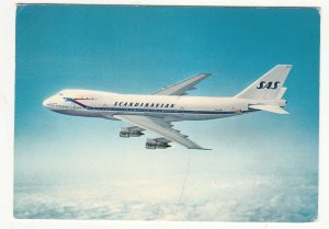 P3154 1979 postcard scandinavian airlines sas boeing 747-b in flight