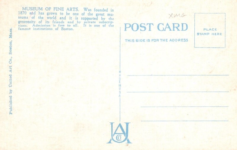 Vintage Postcard Museum of Fine Arts Building Boston Massachusetts MA United Art