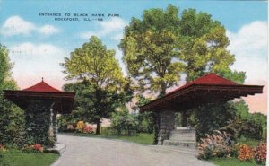 Illinois Rockford Entrance To Black Hawk Park 1946