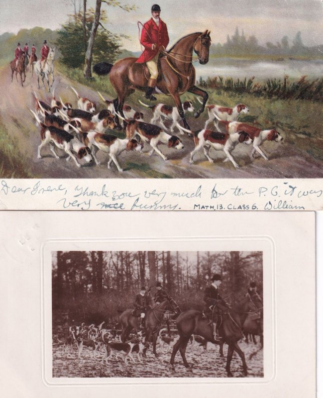 Fox Hunting Real Photo & Antique 2x Postcard s