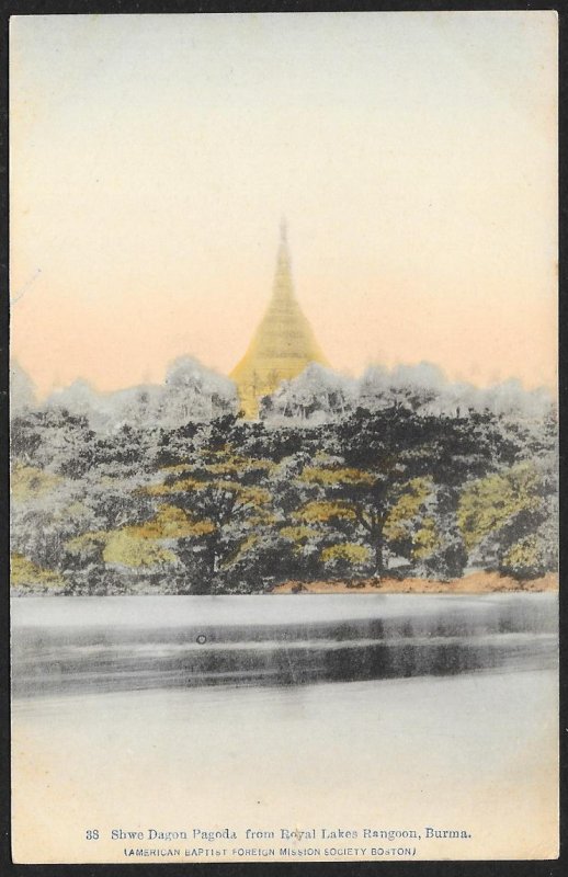 Shwe Dagon Pagoda Royal Lakes Rangoon BURMA Unused c1910s