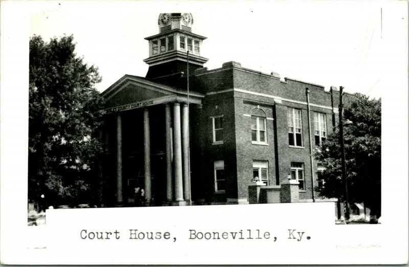 Vtg Cartolina RPPC 1940s Booneville Kentucky Ky Contea Palazzo Della Burned Down