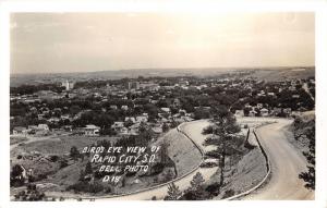 Rapid City South Dakota Bird's Eye View~Road with U-Turn~Houses~Bldgs~1940s RPPC