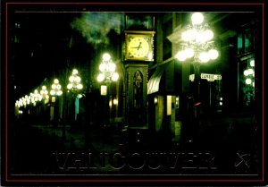 Canada Vancouver Gastown By Night Showing Steam Powered Clock