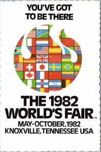 Postcard TN Knoxville 1982 World's Fair - You've got to be there flag logo