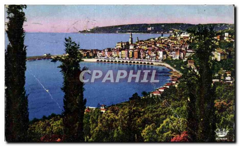 Old Postcard Menton and Cap Martin Vue Prize De Garavan