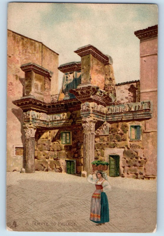 Rome Lazio Italy Postcard A Temple of Pallade c1905 Unposted Tuck Art