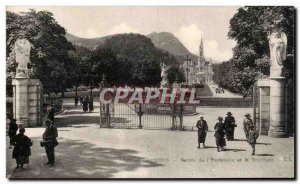 Old Postcard Lourdes Entree s & # 39Esplanade and Basilica