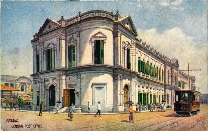 PC CPA MALAYSIA, PENANG, GENERAL POST OFFICE, VINTAGE POSTCARD (b4111)