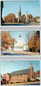 3 Postcards WALDEN, NY ~ Churches DUTCH REFORMED, Episcopal, Catholic c1960s