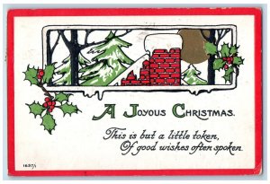 1916 Christmas Holly Berries Pine Trees Arts Crafts Washington DC Postcard 