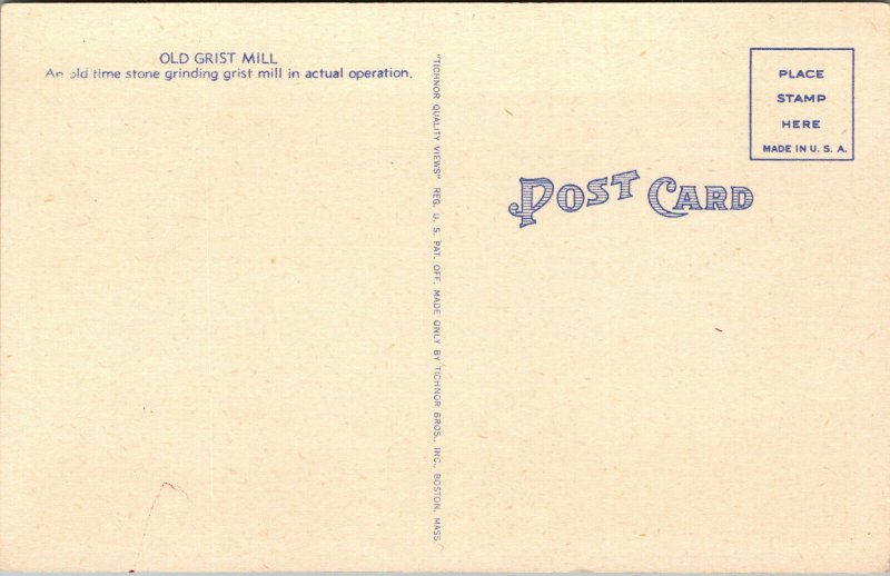 Vtg 1930s Wayside Inn Grist Mill Sudbury Massachusetts MA Unused Linen Postcard