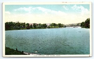 1920s NEW HAVEN CONNECTICUT CT LAKE WHITNEY CANOE  POSTCARD P1884