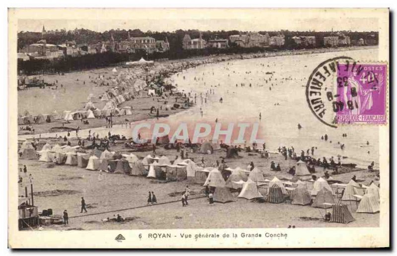 Old Postcard Royan General view of the large conch