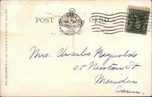 Christmas Children Walking Muff Holly Vintage Postcard