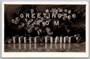 K51/ Belle Plaine Iowa RPPC Postcard c1910 Large Letter Greetings Block 47