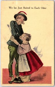 VINTAGE POSTCARD WE ISS JUST SUITED TO EACH ODER ROMANTIC HUMOR POSTED 1915