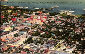 Aerial View St. Petersburg FL Million Dollar Pier Vintage Postcard H77