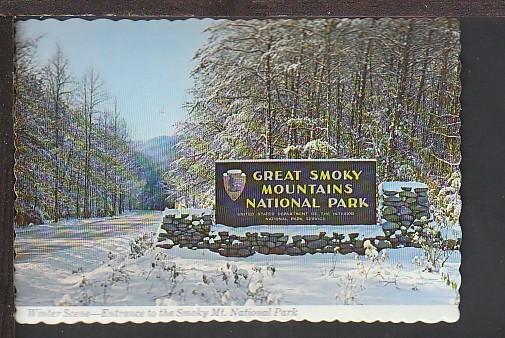 Entrance Smokey Mountain National Park Postcard BIN 