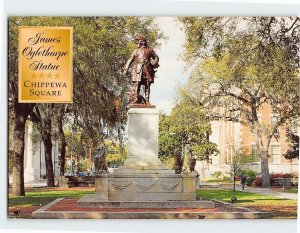 Postcard James Oglethorpe Statue, Chippewa Square, Savannah, Georgia