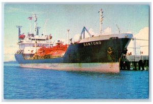 c1950's M.S. Santong Propane Bulk Carrier at Commercial Port of Guam Postcard