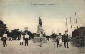 Barbados Nelson's Monument Statue Square Street Scene c1910 Postcard