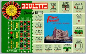 Las Vegas Nevada 1950s Postcard Fremont Hotel Roulette Gaming Guide