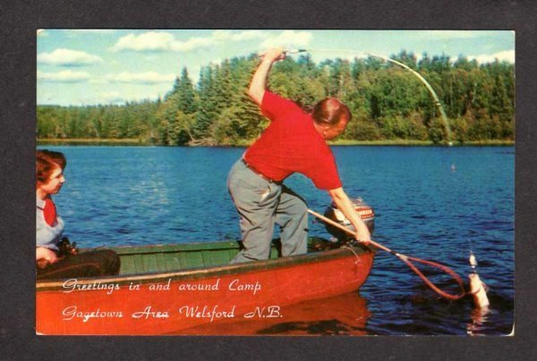 NB Camp Gagetown Canoe Fishing Welsford New Brunswick Carte Postale Postcard