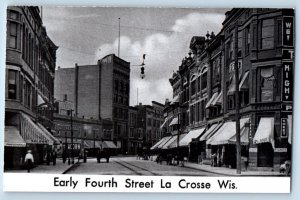 La Crosse Wisconsin Postcard Early Fourth Street Exterior c1940 Vintage Antique
